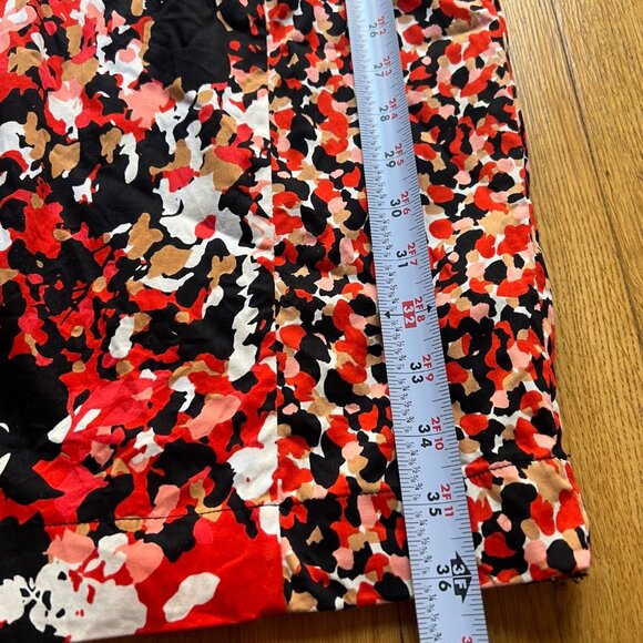 French Connection Size 2 Red Orange Black Floral Print V-Neck Sheath Mini Dress - Picture 12 of 16